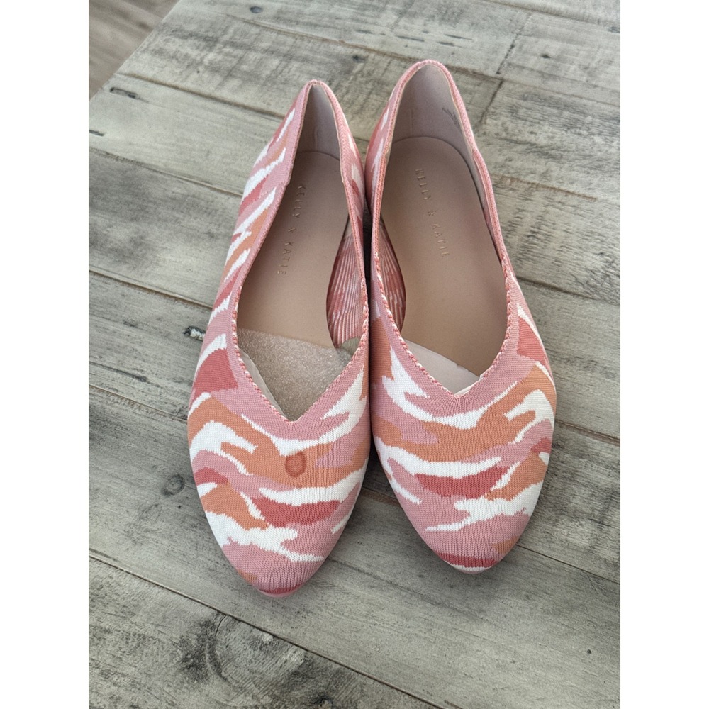 Kelly & Katie Fonzie Pink Tiger Stripe Knit Pointed Toe Flats Shoes Womens 8.5M